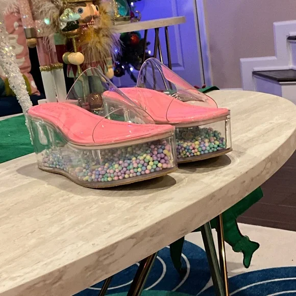 Chic Pink and Clear Platform Shoes - Picture 1 of 4